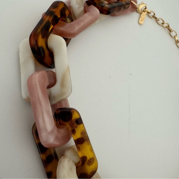 Isadora necklace chain link 🔗 pink brown white crystal look style chained gold - Picture 3 of 10